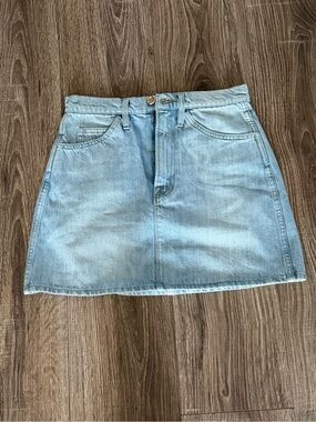 Frame Denim Light Wash Denim A-Line Mini Skirt